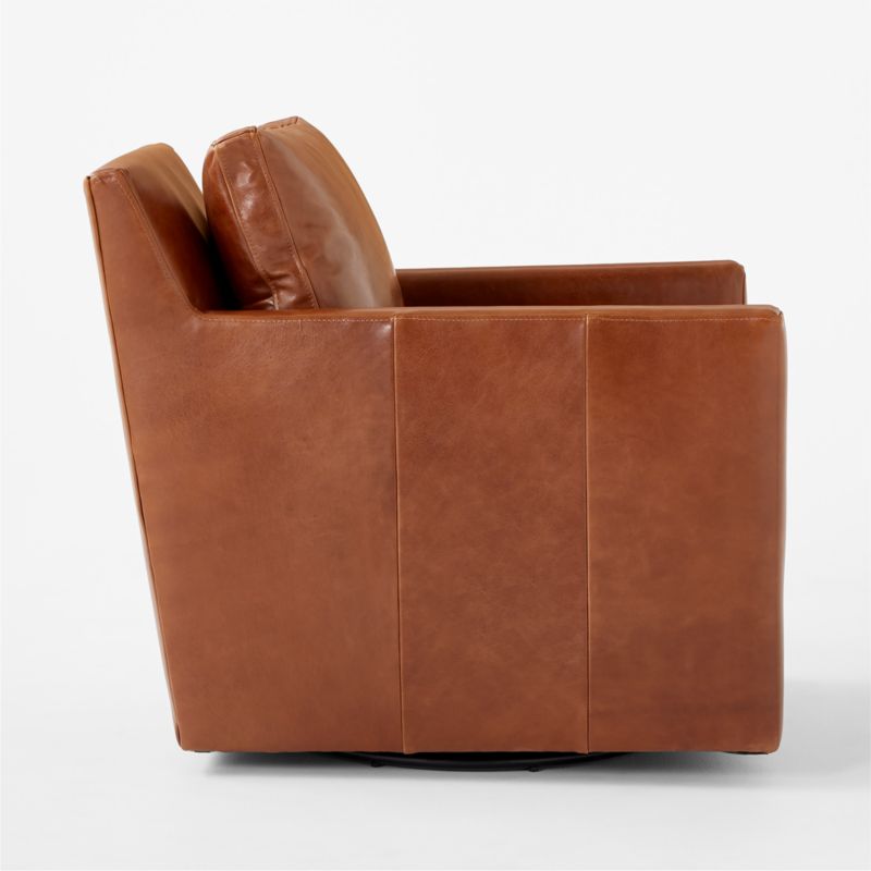 Monsef Brown Leather Swivel Chair - image 5 of 8