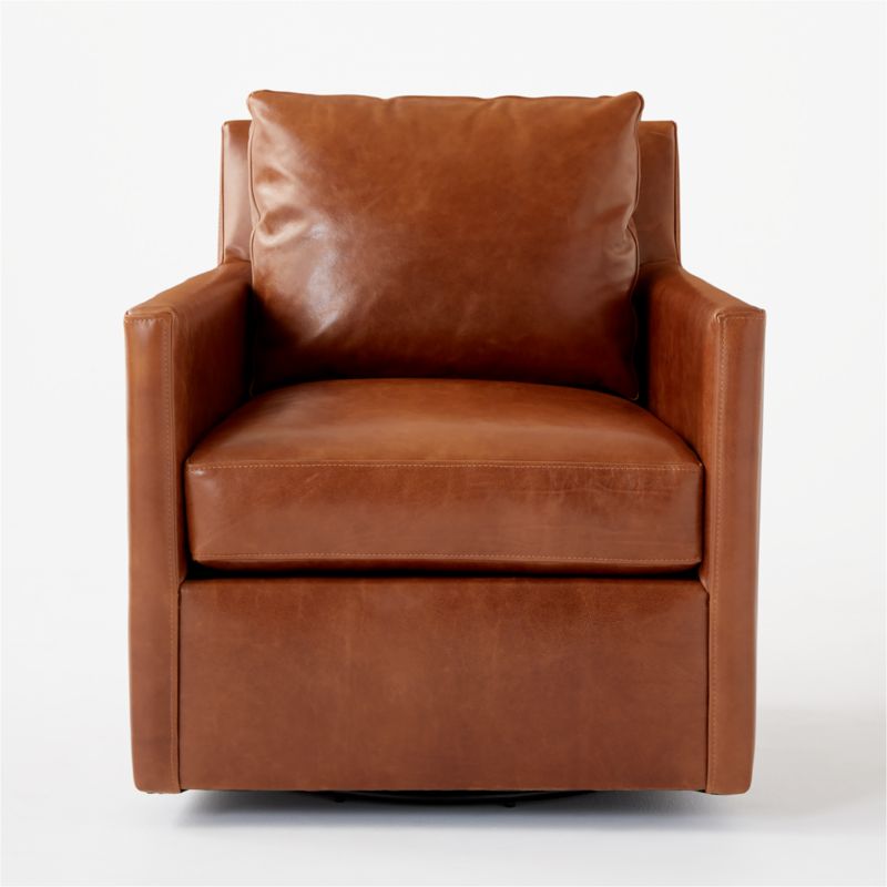 Monsef Brown Leather Swivel Chair - image 3 of 8