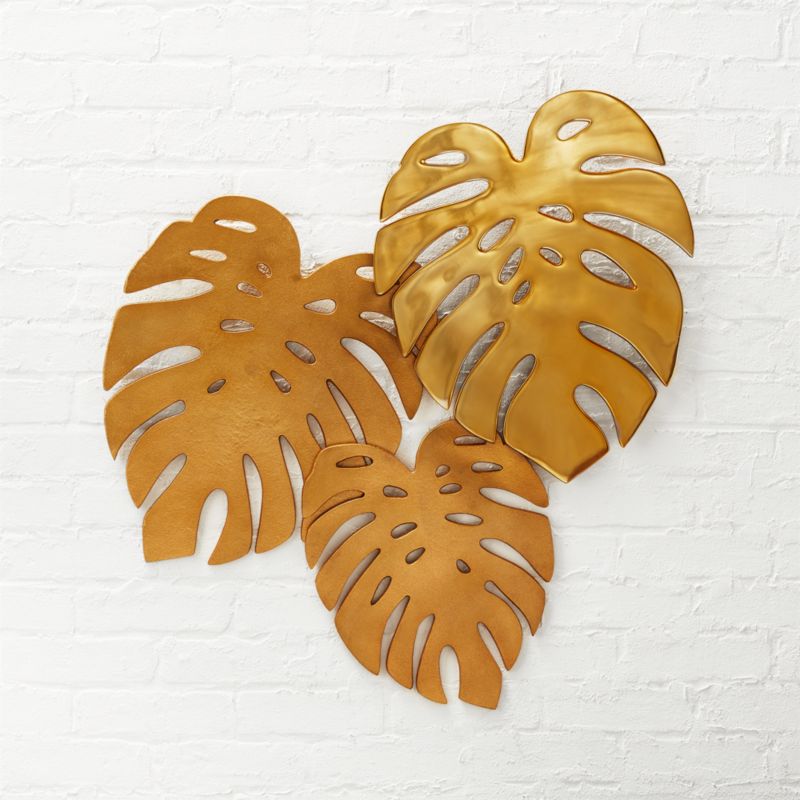 Metal Wall Art Cb2 Monroe Monstera Leaves Wall Decor