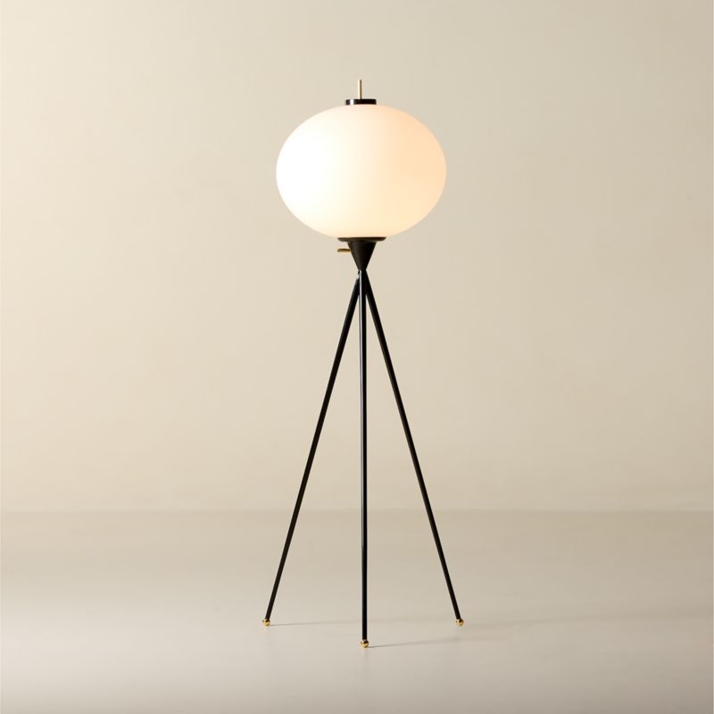 Viewing product image Montaigne Black Tripod Floor Lamp by goop - image 1 of 7