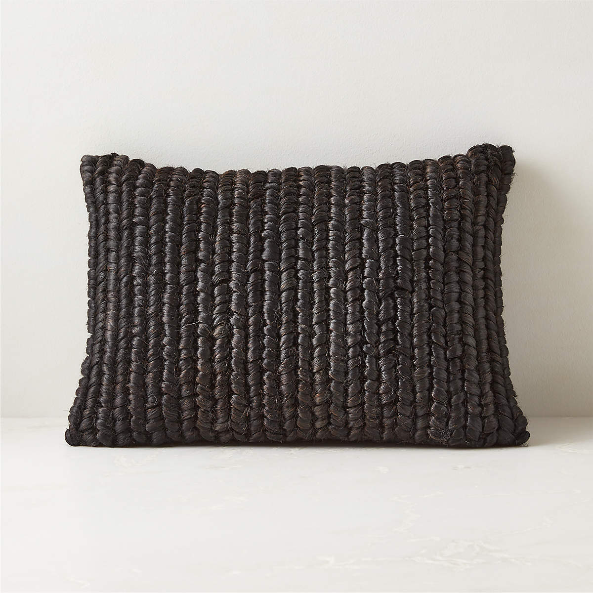 Monte Black Jute Modern Throw Pillow with DownAlternative Insert 18