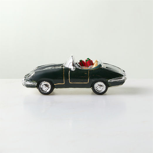 Monte Hand-Painted Green Glass Tabletop Holiday Car Decor