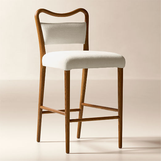 Monte Oak and Ivory Performance Fabric Counter Stool
