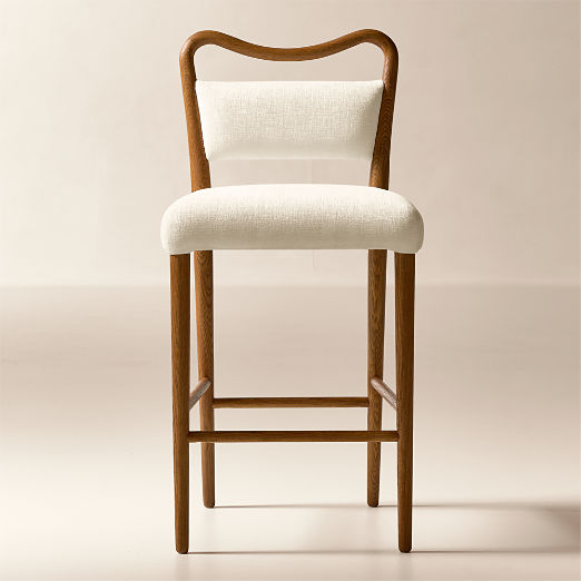 Monte Oak and Ivory Performance Fabric Counter Stool