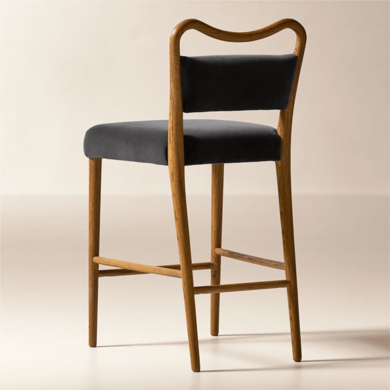 Monte Oak And Mink Grey Velvet Counter Stool - image 3 of 6