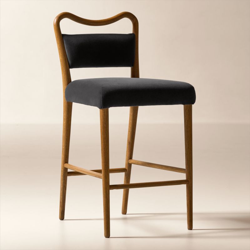 Monte Oak And Mink Grey Velvet Counter Stool - image 1 of 6