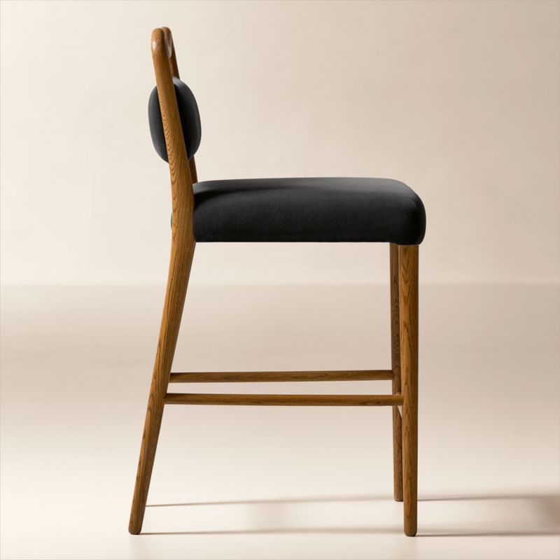Monte Oak And Mink Grey Velvet Counter Stool - image 2 of 6
