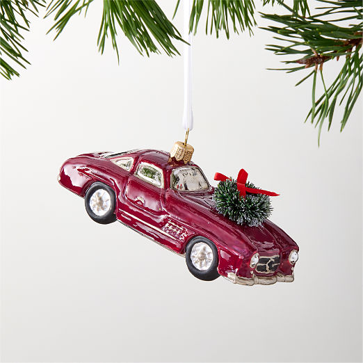 Cenna Red Car Hand-Painted Christmas Tree Ornament