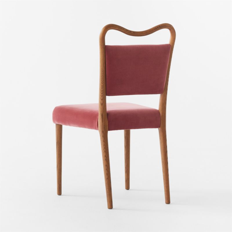 Monte Oak Wood and Rose Velvet Dining Chair - image 9 of 11