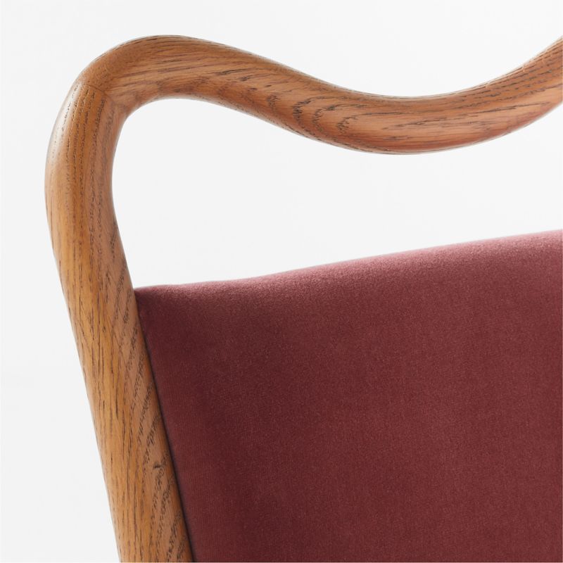 Monte Oak Wood and Rose Velvet Dining Chair - image 10 of 11