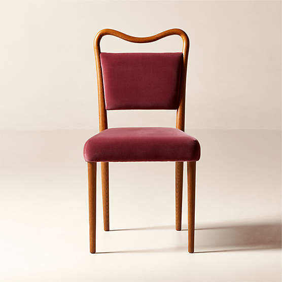 Monte Oak and Rose Velvet Dining Chair