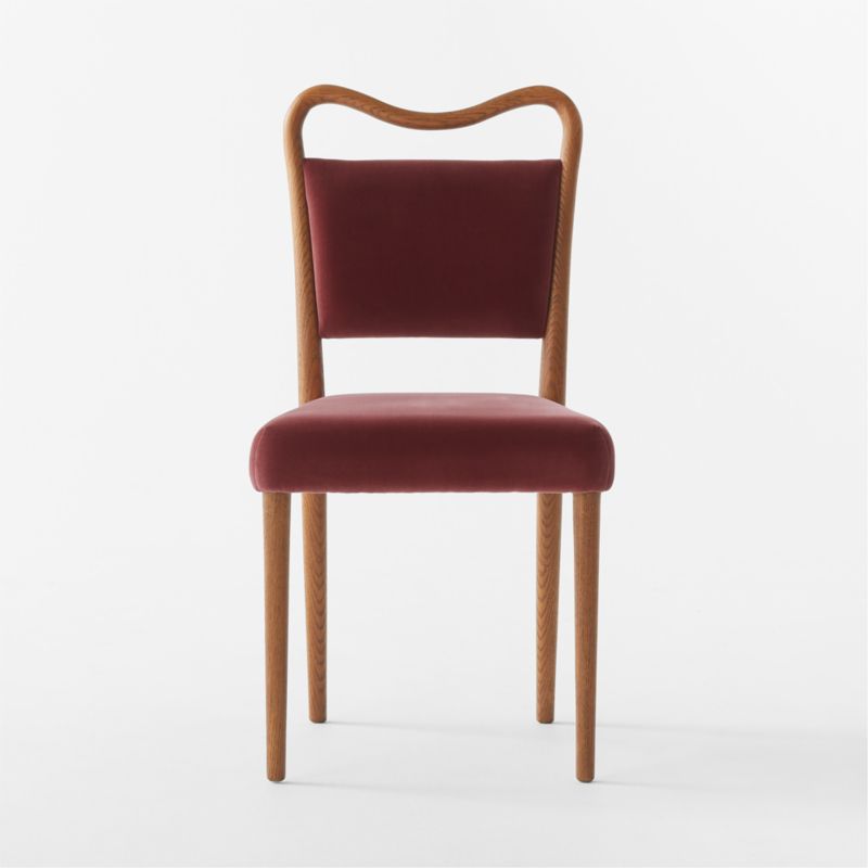 Monte Oak Wood and Rose Velvet Dining Chair - image 6 of 11