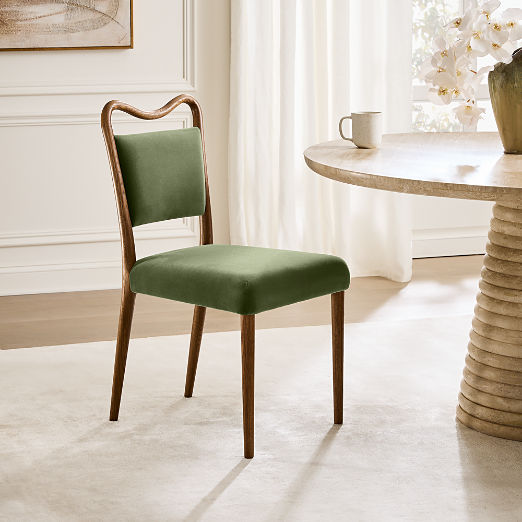 Monte Oak and Sage Green Velvet Dining Chair