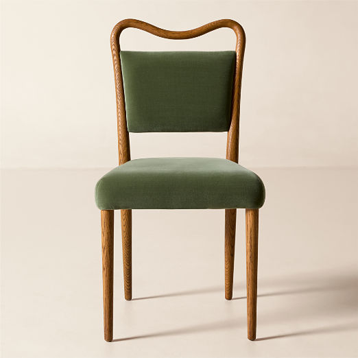 Monte Oak and Sage Green Velvet Dining Chair