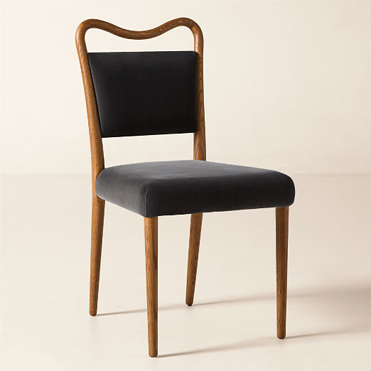 Monte Oak and Mink Grey Velvet Dining Chair Set of 4