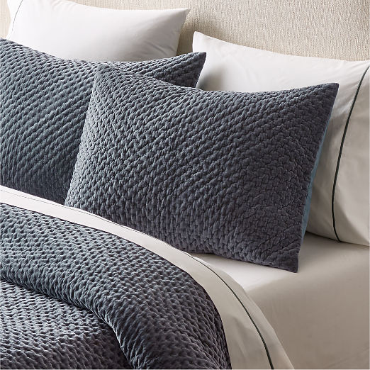 Montera Organic Cotton Faded Teal Velvet King Pillow Shams Set of 2
