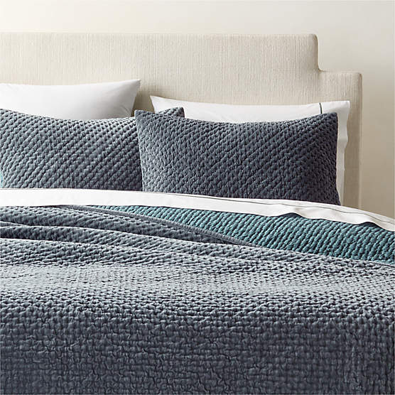 Montera Organic Cotton Faded Teal Velvet Full/Queen Quilt