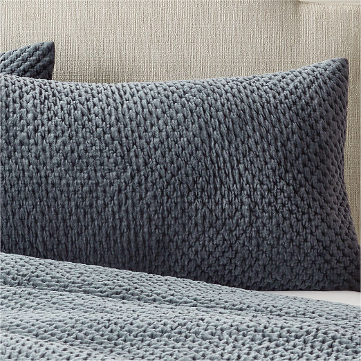 Montera Organic Cotton Faded Teal Velvet Standard Pillow Shams Set of 2