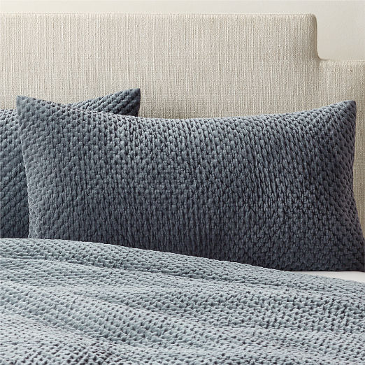 Montera Organic Cotton Faded Teal Velvet King Pillow Shams Set of 2