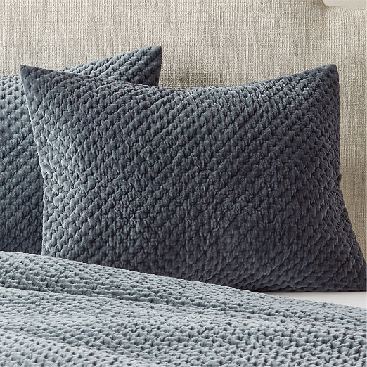 Montera Organic Cotton Faded Teal Velvet Standard Pillow Shams Set of 2