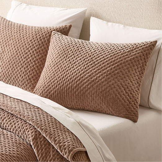 Montera Organic Cotton Taupe Velvet Pillow Shams Set of 2