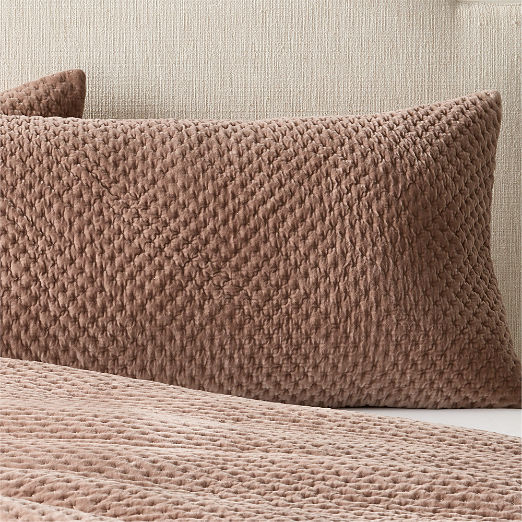 Montera Organic Cotton Taupe Velvet Standard Pillow Shams Set of 2