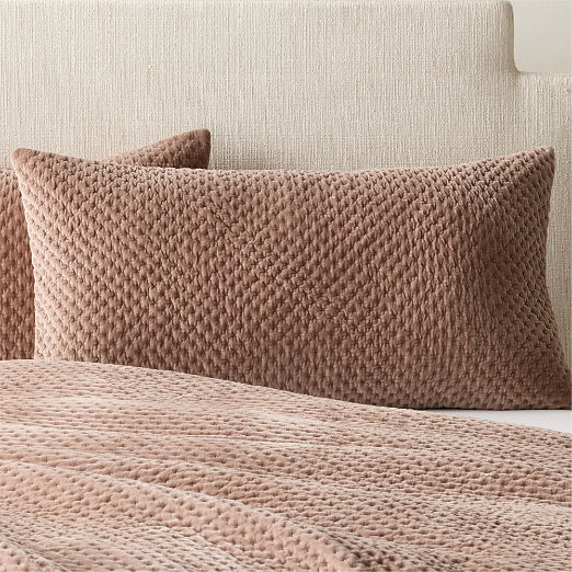 Montera Organic Cotton Taupe Velvet King Pillow Shams Set of 2