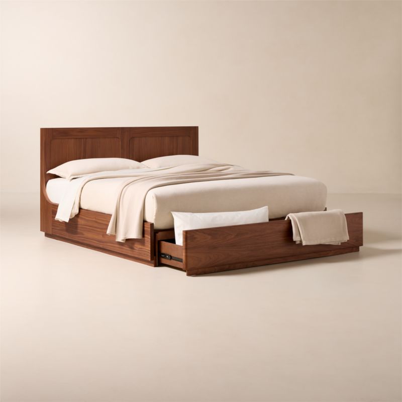 Montero Walnut Wood King Storage Bed - image 3 of 7