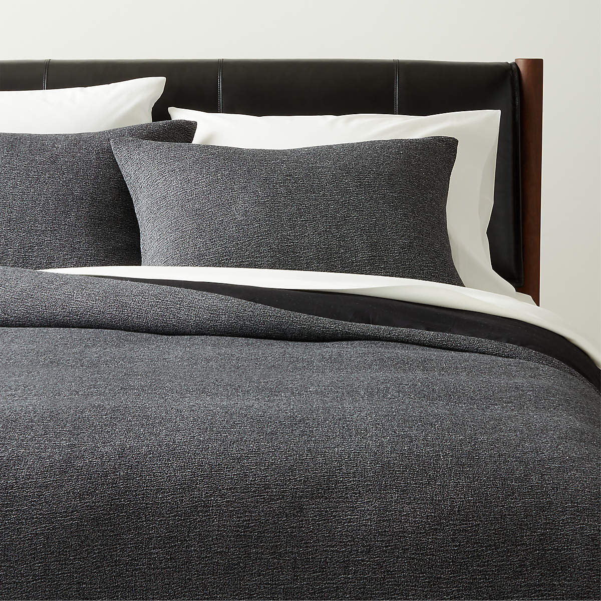 Monty Modern King Organic Cotton Black Duvet Cover + Reviews CB2