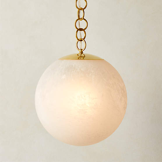 Moon Globe Pendant Light with Brass Chain 14"