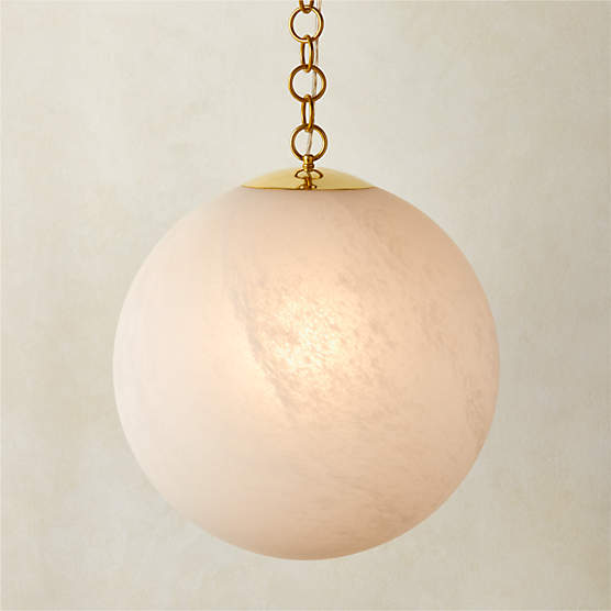 Moon Globe Pendant Light with Brass Chain 21"