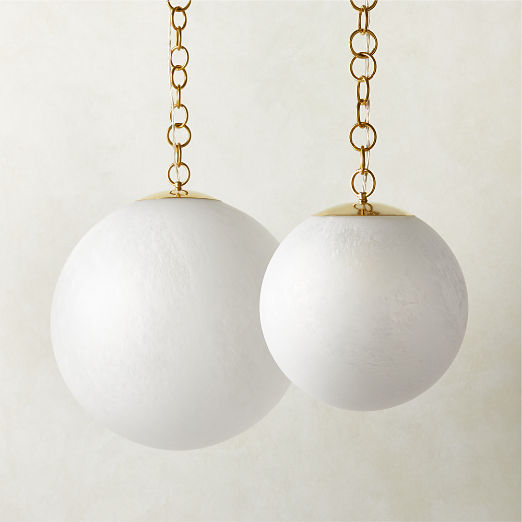 Moon Globe Pendant Light with Brass Chain 21"