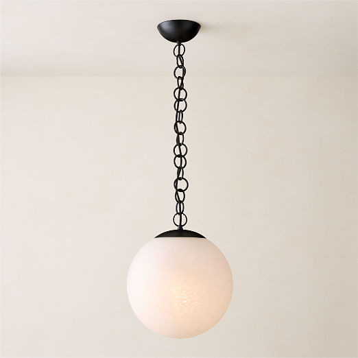 Moon Globe Pendant Light with Black Chain 14"