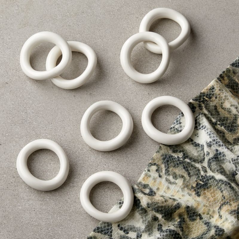 View Moore Shiny White Porcelain Napkin Rings Set of 8 details