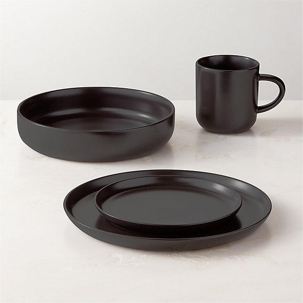 Mori 4 Piece Matte Black Dinnerware Set with Pasta Bowl Reviews CB2 Canada