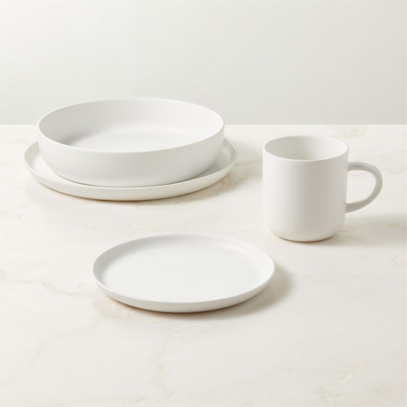 Mori 4-Piece Matte White Dinnerware Set with Pasta Bowl - image 0 of 3