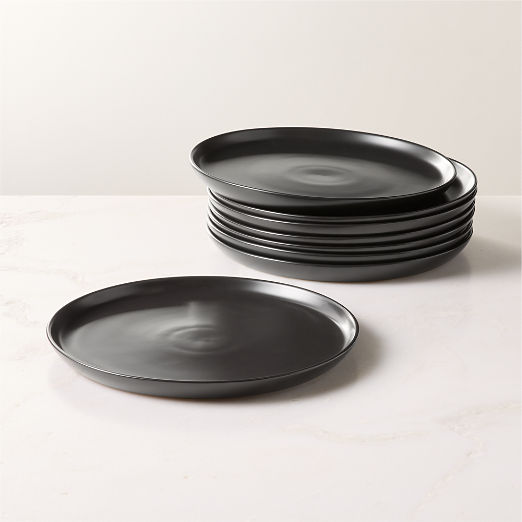 Mori Matte Black Dinner Plates Set of 8