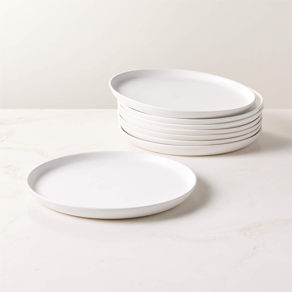 Set of 8-Mori Matte White Dinner Plate | CB2