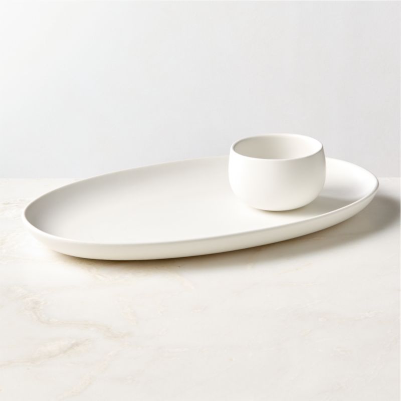 Viewing product image Mori Matte White Chip and Dip Set of 2 - image 1 of 4