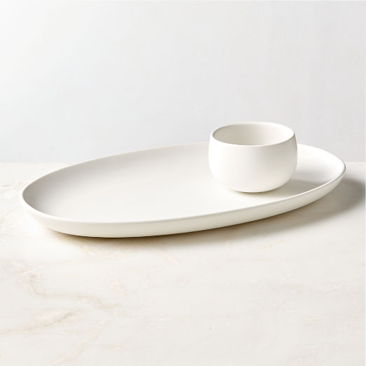 Mori Matte White Chip and Dip Set of 2