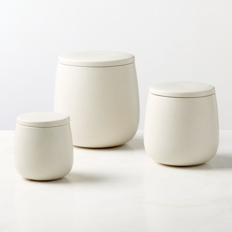 Mori Matte Beige Rounded Canister Small - image 1 of 3