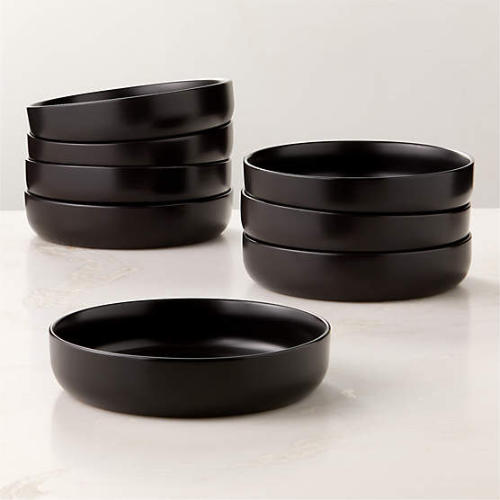 Mori Matte Black Pasta Bowls Set of 8