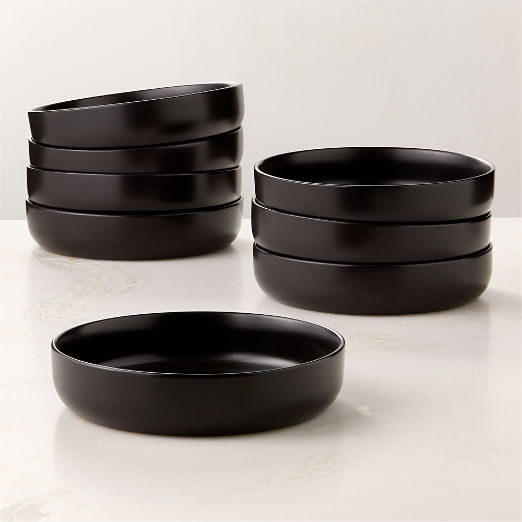 Mori Matte Black Pasta Bowls Set of 8