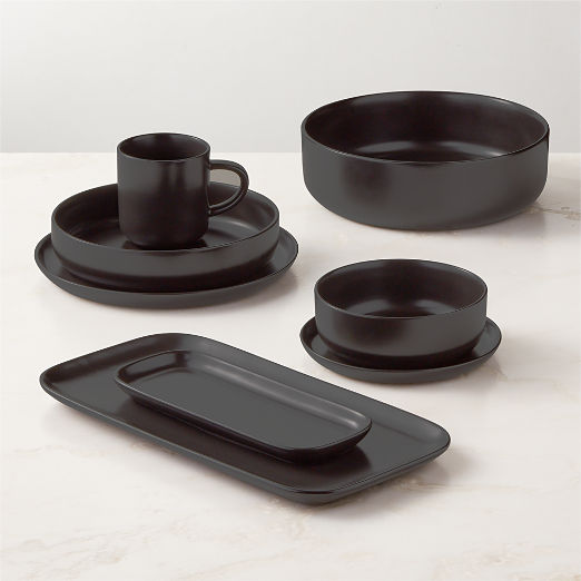 Mori Matte Black Dinner Plates Set of 8