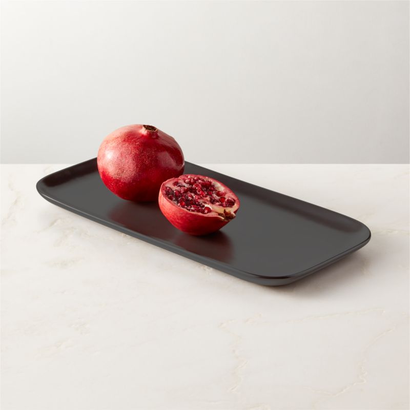 View Mori Rectangular Matte Black Serving Platter Large details