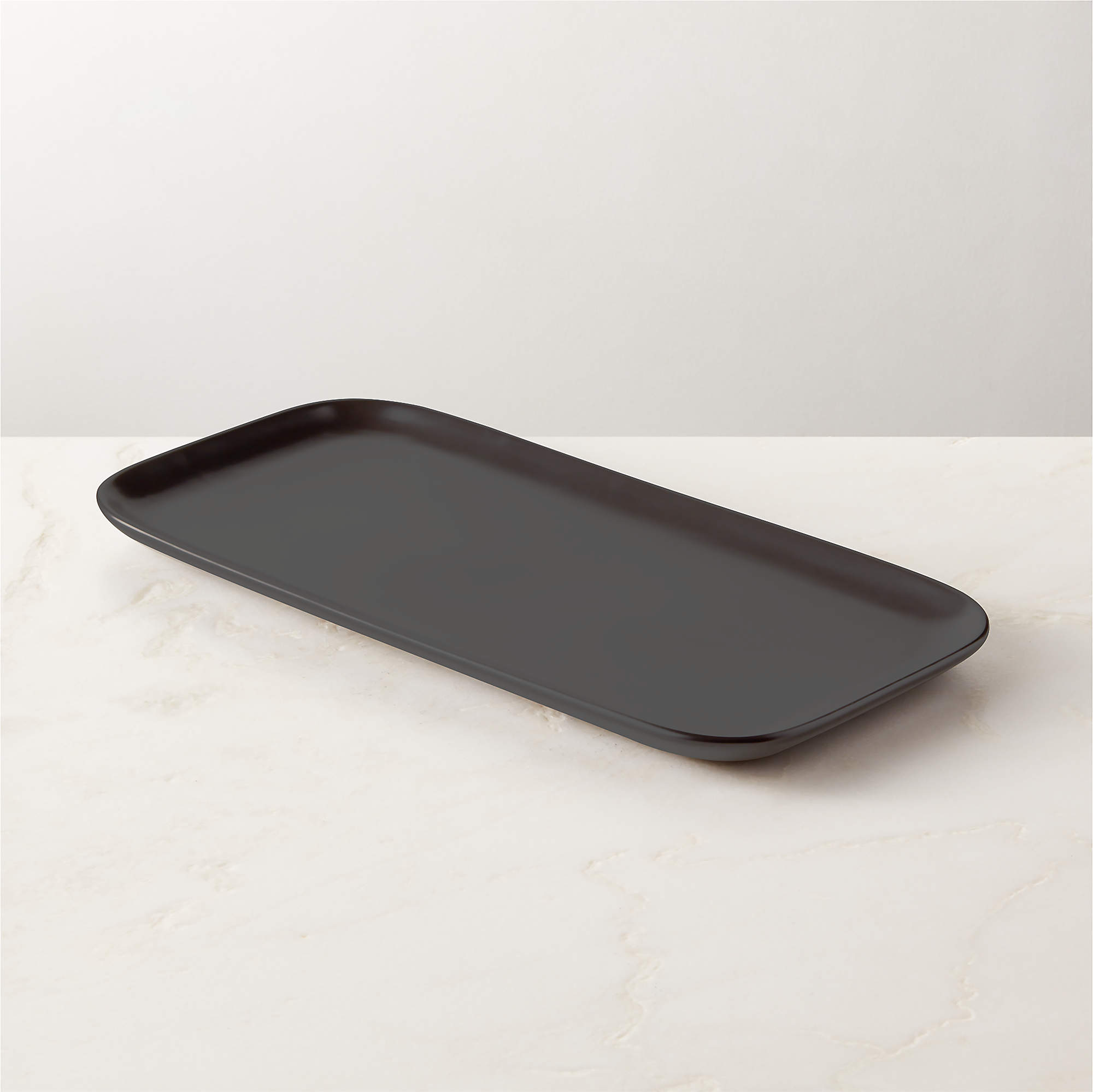 Mori Rectangular Matte Black Serving Platter Large | CB2