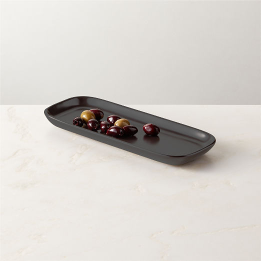 Mori Rectangular Matte Black Serving Platter Small