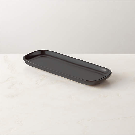 Mori Rectangular Matte Black Serving Platter Small