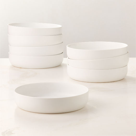 Mori Matte White Pasta Bowls Set of 8