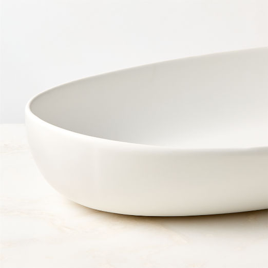 Mori Matte White Oval Serving Bowl Extra Large